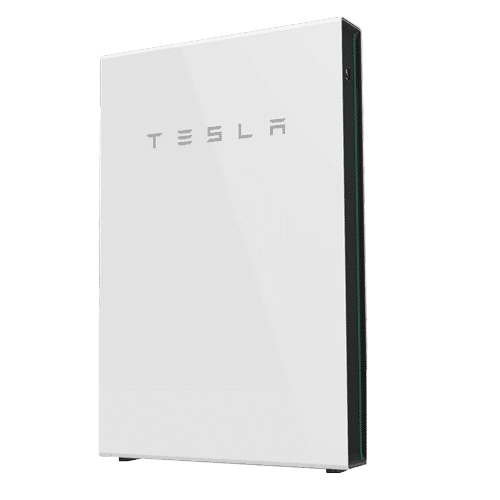 An angled view of the Tesla PowerWall that is available from Solahart.